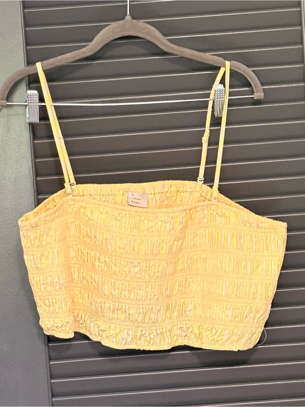 a new day Yellow Smocked Crop Tank Top